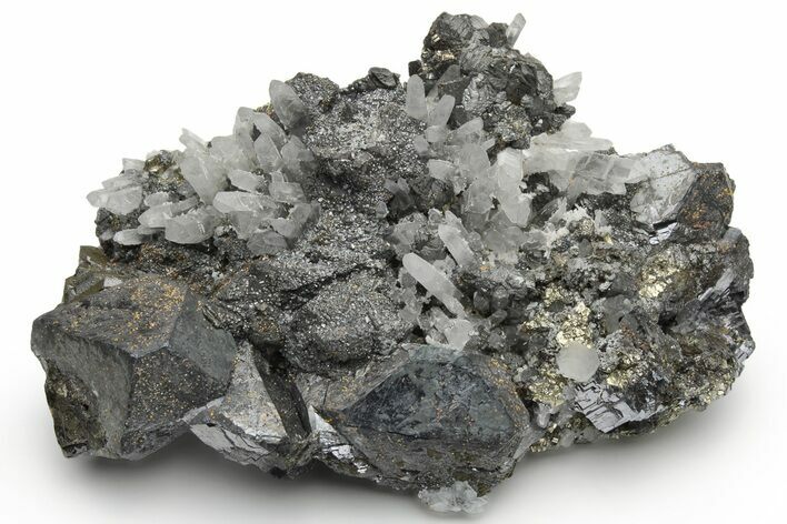 Galena and Pyrite on Quartz Crystals - Peru #233408